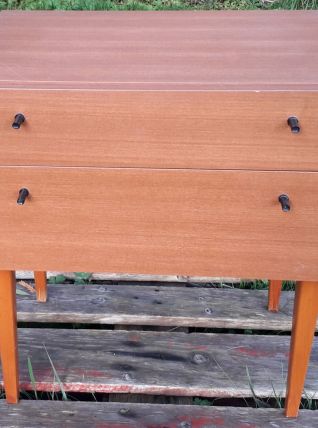 table de chevet en placage de teck