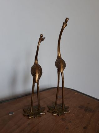 Hérons ou oiseaux échassiers en laiton