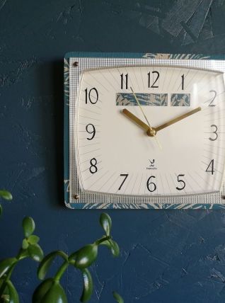 Horloge vintage pendule murale silencieuse "Jaz vert doré"