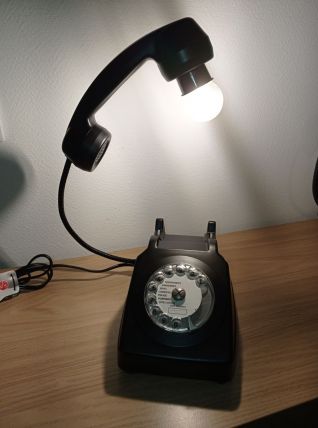 Lampe téléphone vintage années 70 noir mat