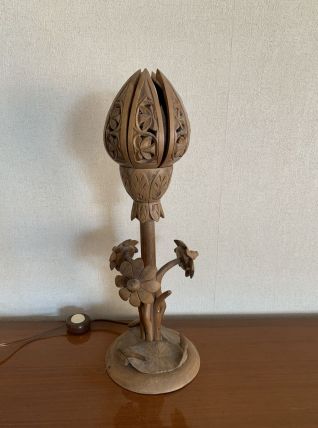 Lampe en bois indienne