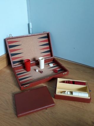 Jeu de jacquet ou backgammon coffret effet peau de serpent
