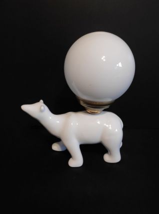 lampe ours en céramique blanche