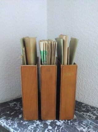 3 casiers de rangement de bureau en bois (vintage)