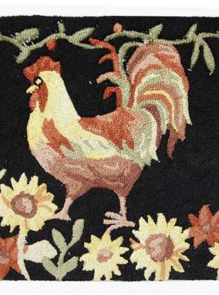 Tapis vintage Américain Hooked fait main, 1C462