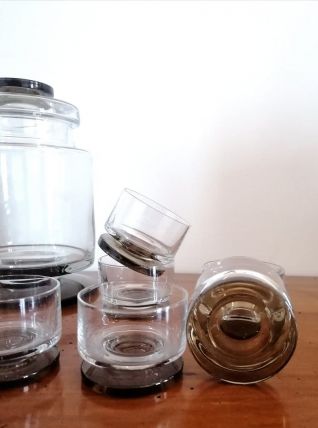 Service à liqueur art déco en verre fumé