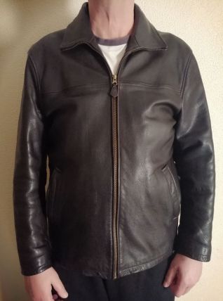 Veste de cuir intersaison (vachette pleine fleur) tissu inté