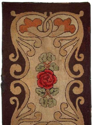 Tapis ancien Américain Hooked fait main, 1C555