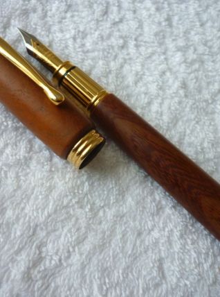 Stylo Plume  Artisanal Gainé Bois Années 90