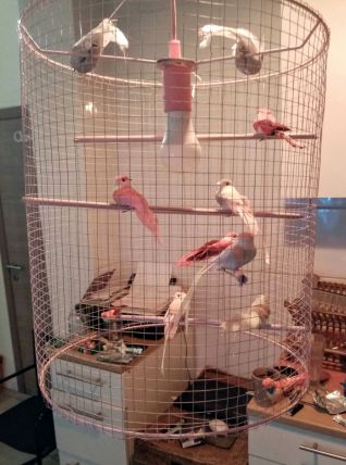 Plafonnier, lustre cage d'oiseaux, lampe volière dorée