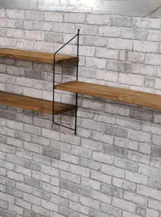 etagere vintage 1960 bois sapin vernis mat tres bon etat  12