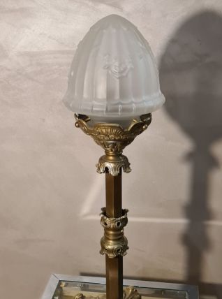  grande Lampe  bronze Napoléon III  globe sculpté  moulé opa