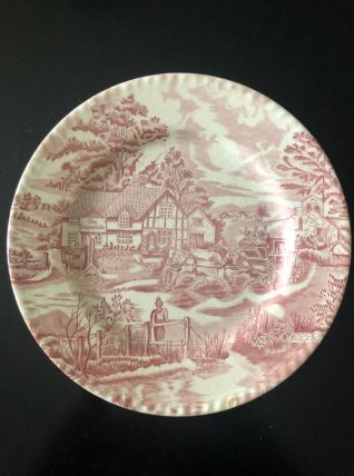 5 assiettes roses luneville 