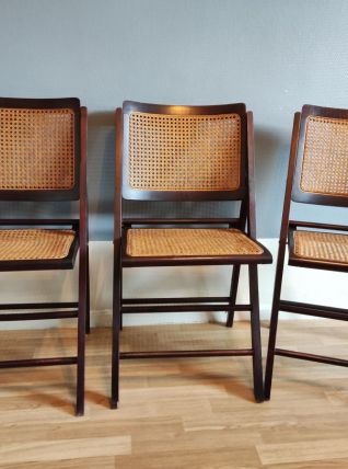 chaises pliantes avec cannage sur assise et dossier