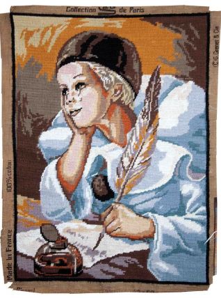 Tapis vintage Français tapisserie fait main, 1C605