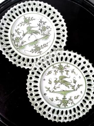 Paire d'assiettes ajourées faïence Martres Tolosane