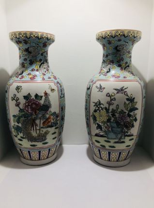 Antiquités chinoise : Paire de vase balustres début 20 eme s