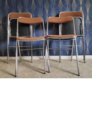chaises pliantes vintage assise et dossier en tissu imprimé