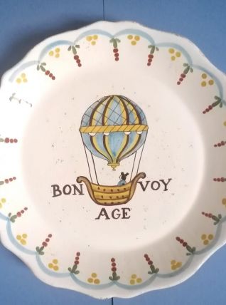 Assiette décor au ballon faïence Hadancourt