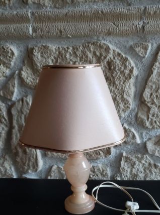 Lampe de chevet rose pied marbre