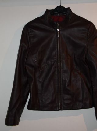 blouson en cuir marron Lotus