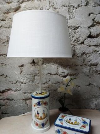 Lampe à poser récup' upcycling "Quimper" + boite métal 