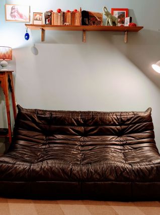 Canapé TOGO 3 places cuir noir