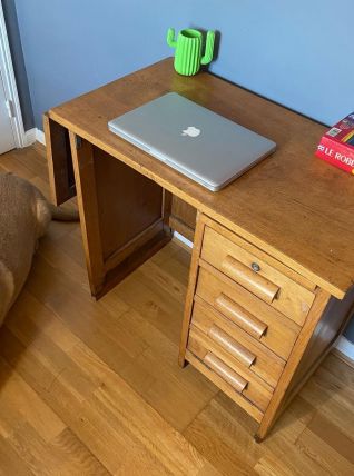 Bureau enfant des années 40/50 en chêne miel
