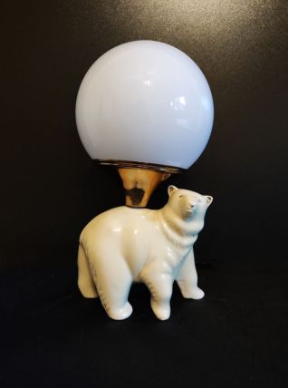 lampe ours en céramique avec globe