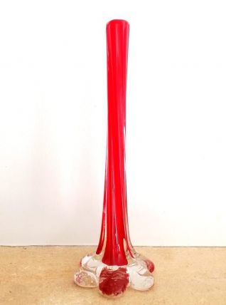 Soliflore rouge style Murano, vers 1970