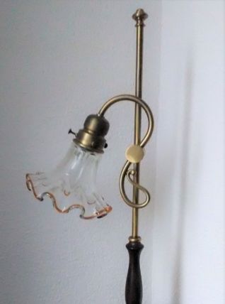 Lampe en laiton et tulipe en verre (style art déco)