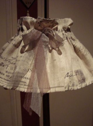 Lampadaire Vintage en bois avec tablette et abat jour 