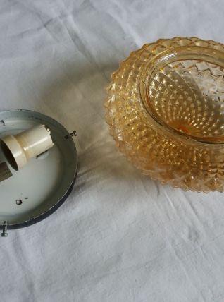 Applique ou plafonnier en verre moulé