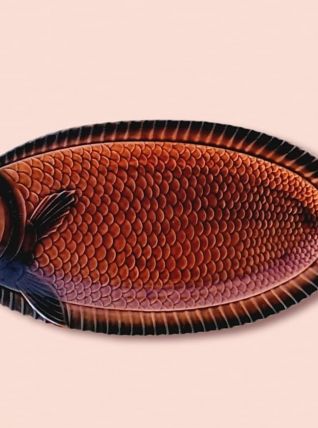 Plat à poisson barbotine Sarreguemines 