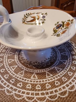 Bougeoir en céramique peinte avec anse