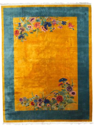 Tapis ancien Chinois Art Deco fait main, 1B884