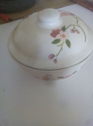 Pot à sucre en zinc peint à la main