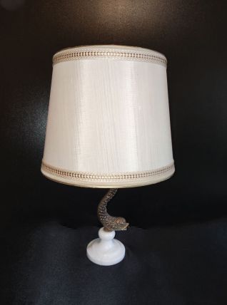lampe dauphin pied marbre et laiton
