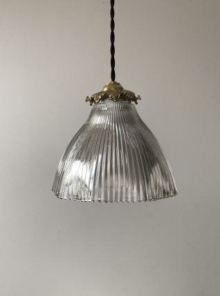 ANCIENNE SUSPENSION VERRE PRISMATIQUE VINTAGE