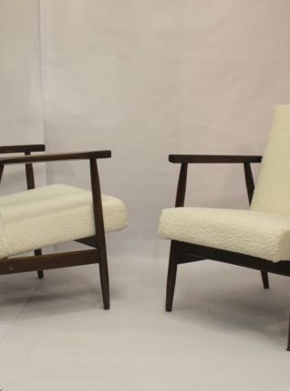 Paire de fauteuils Henryk Lis 300-190 années 1970 tissu bouc