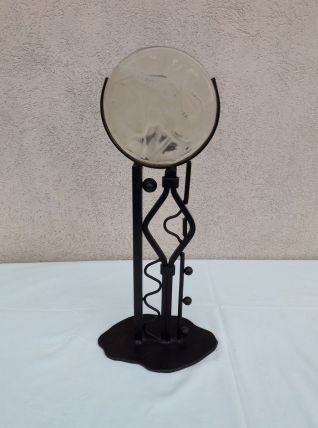 Bougeoir sculpture métal et verre éléphant 