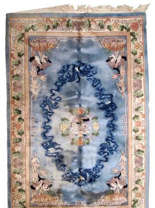 Tapis vintage Chinois Art Deco fait main, 1B868