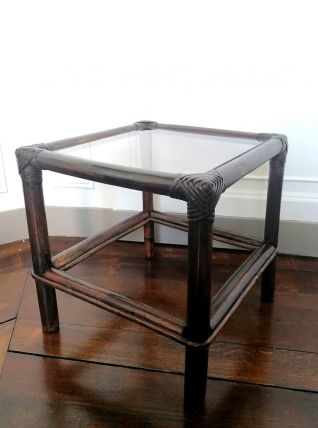 Bout de canapé en rotin, années 1960 