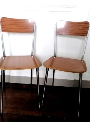 Paire de chaises Formica pieds compas 1970