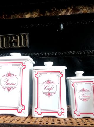 Trio de pots à épices en porcelaine art déco 