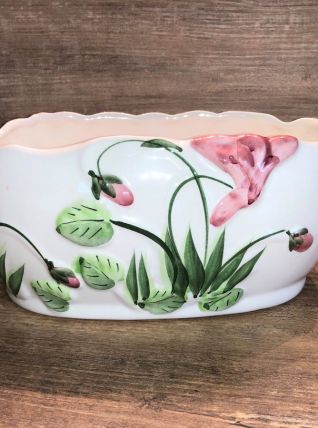 Jardinière Faïence Déco Florale Vintage