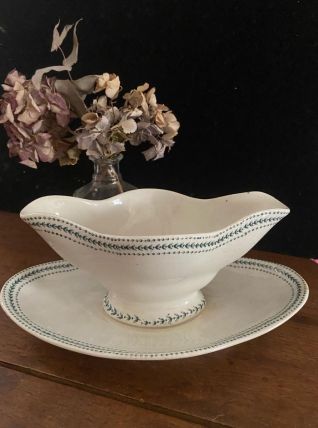 Saucière terre de fer porcelaine opaque de Gien.