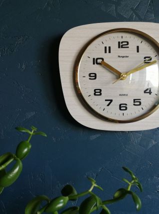 Horloge formica vintage pendule silencieuse "Hangarter bois"