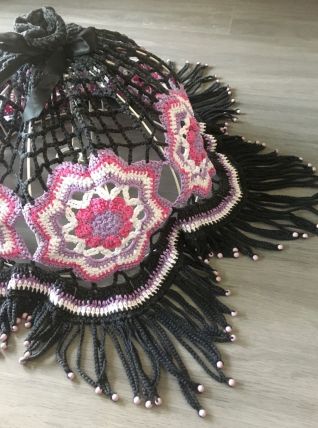 Abat-jour vintage crochet macramé et perles
