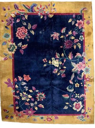 Tapis ancien Chinois Art Deco fait main, 1B906